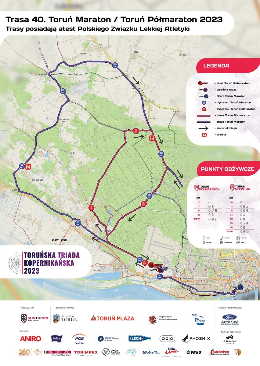 Weekend z bieganiem w Toruniu. Maraton po raz 40 i finał Triady Kopernikańskiej na 5 km. Kierowcy mogą spać spokojnie