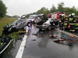 Wypadek Balice. Zderzenie dwóch samochodów na zjeździe z autostrady na lotnisko