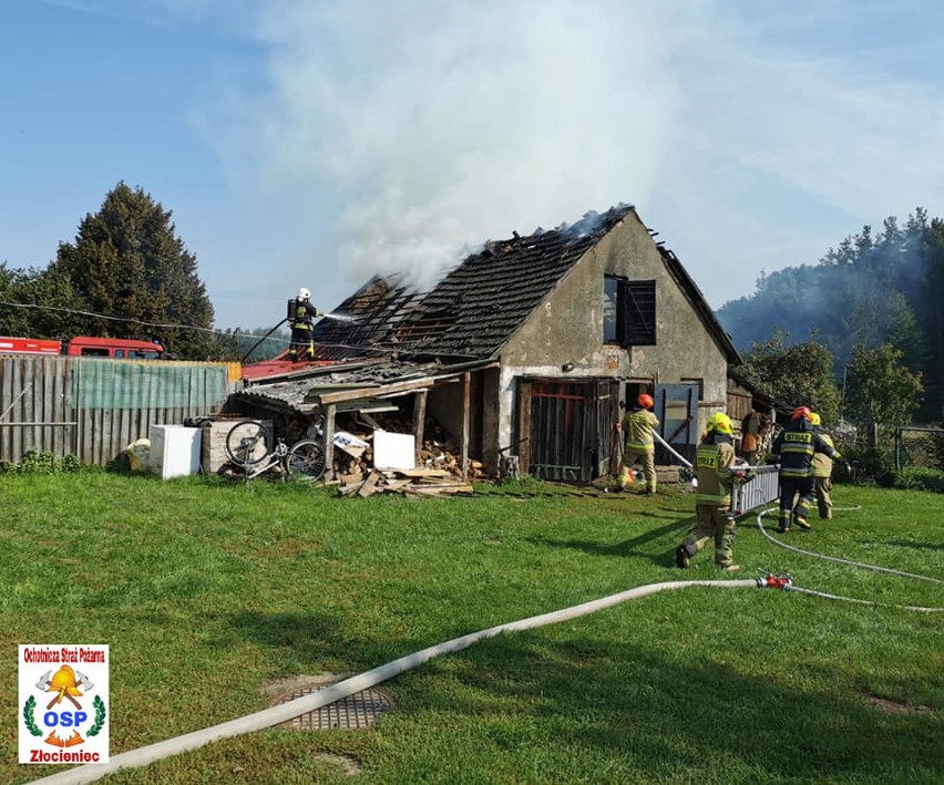 Pożar w miejscowości Żabin koło Złocieńca