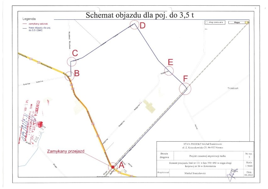 Mapa objazdu dla aut do 3,5 tony