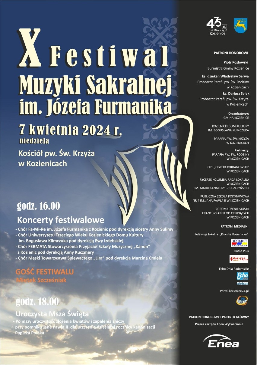 Festiwal Muzyki Sakralnej imienia Józefa Furmanika będzie w Kozienicach 7 kwietnia. Wystąpi Mietek Szcześniak. Posłuchaj jak śpiewa