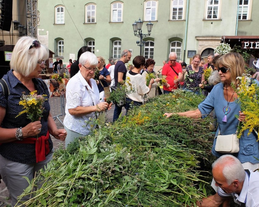 Cudowna Moc Bukietów w święto Matki Możej Zielnej na Małym Rynku w Krakowie