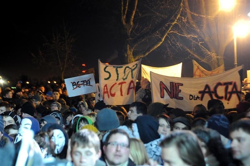 Protest przeciwko ACTA w Szczecinie