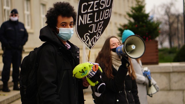 Protest uczniów we Wrocławiu 9.12.2020