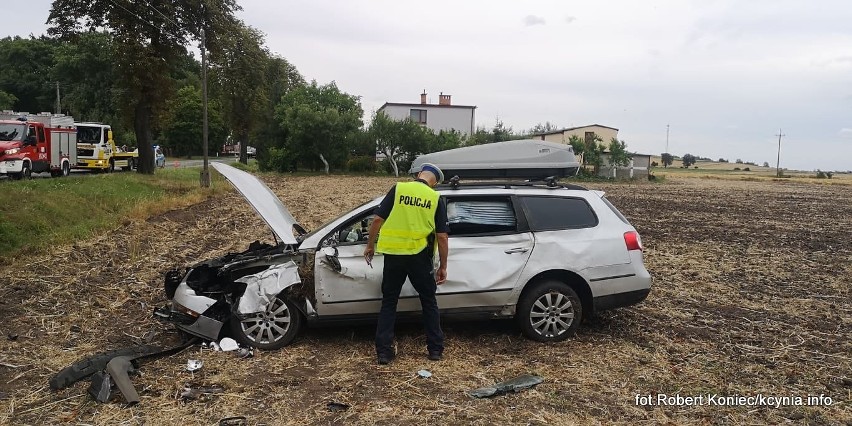 Dachowanie w Kcyni. Nikomu nic się nie stało. Sprawca kolizji dostał mandat