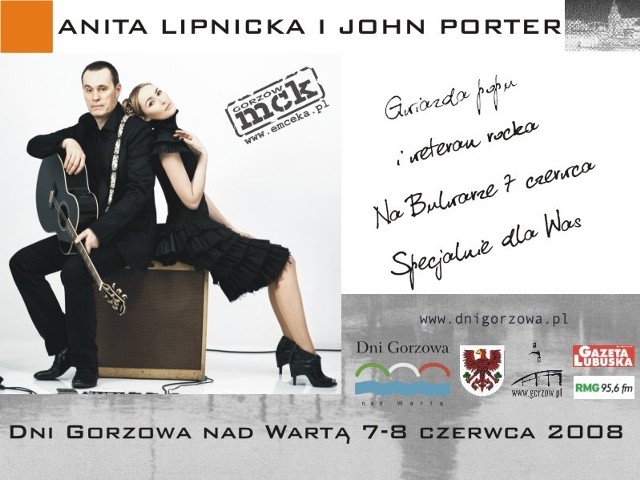 Anita Lipnicka & John Porter zagrają na bulwarze w sobotę o 21.30