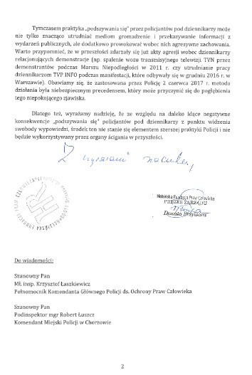 Helsińska Fundacja Praw Człowieka przeciw przebierance policji