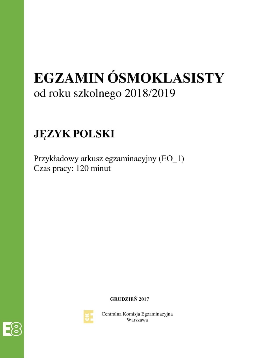 Egzamin ósmoklasisty. Przykładowe arkusze egzaminacyjne