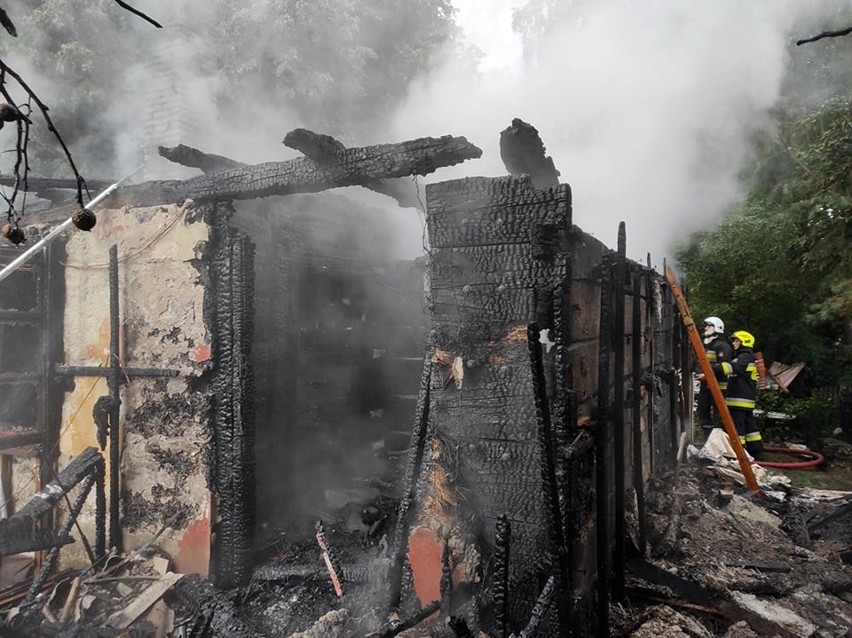 Pożar drewnianego domu pod Lublinem. Zajął się ogniem po uderzeniu pioruna