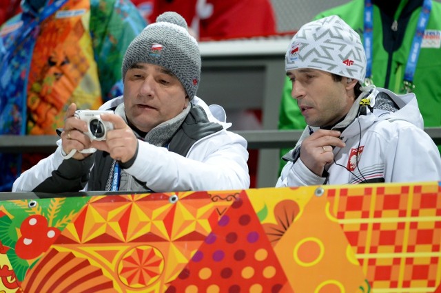 Zbigniew Klimowski (z lewej, z prawej Łukasz Kruczek) podczas igrzysk w Soczi