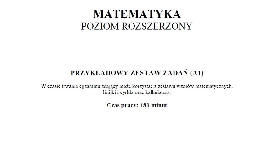 Matura 2015. Przykładowe zadania z matematyki. Poziom rozszerzony [ARKUSZE, ODPOWIEDZI]