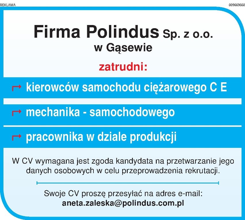 POLINDUS Sp. z o. o. w Gąsewie zatrudni pracowników