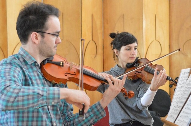 Filharmonia Zielonogórska, 19 kwietnia 2016 r.: próba Kwartetu smyczkowego Aquila.