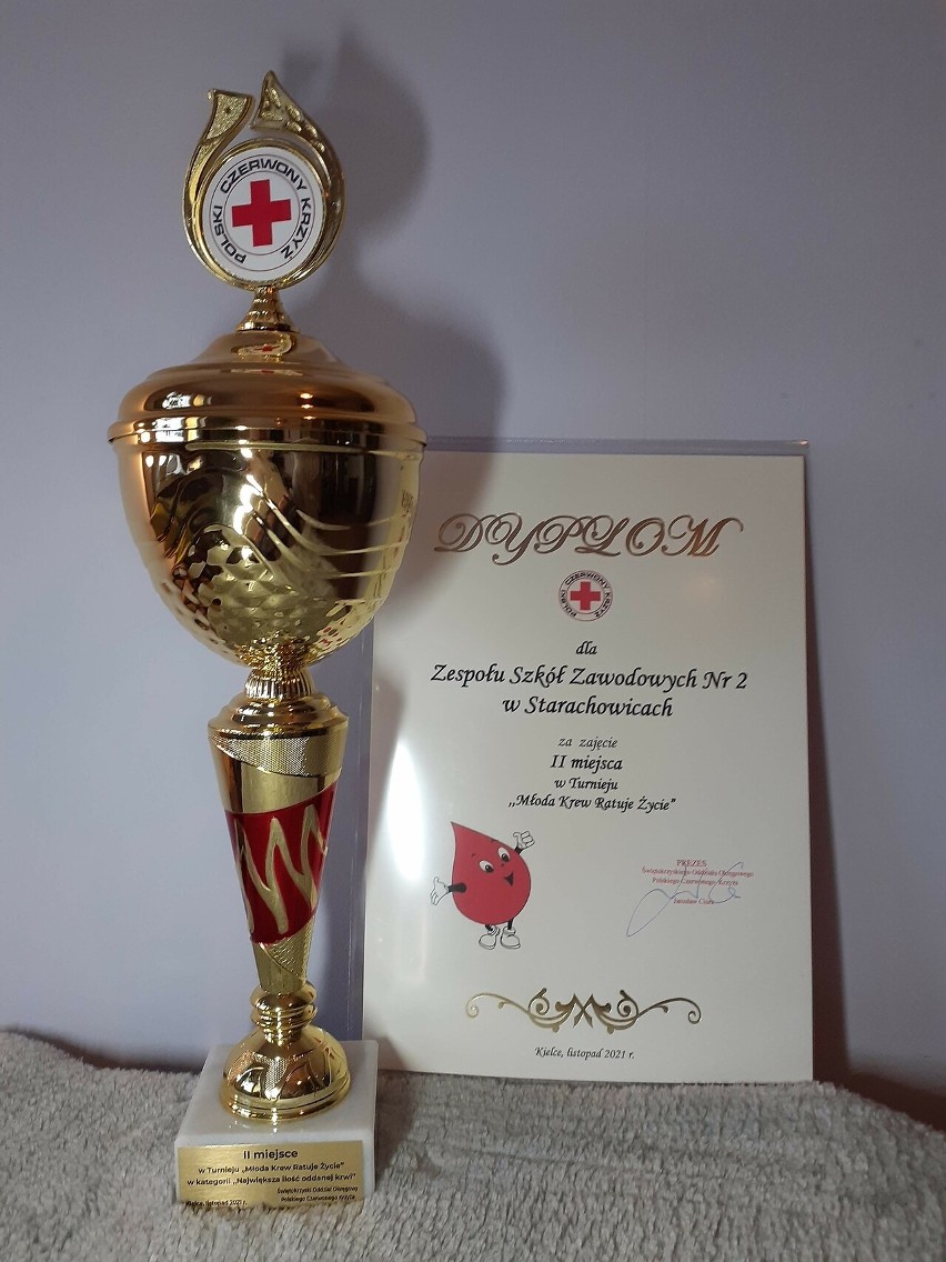 Honorowi krwiodawcy z Zespołu Szkół Zawodowych numer 2 w Starachowicach oddali najwięcej krwi
