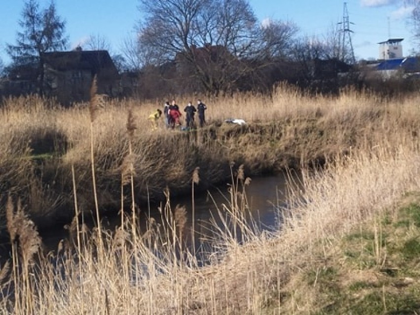 Z rzeki Łeba w Lęborku wyłowiono zwłoki mężczyzny. Prokurator i policja prowadzą czynności