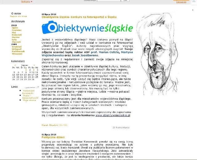 Marek Migalski komentuje również bieżące wydarzenia polityczne na swoim blogu http://migalski.blog.onet.pl/