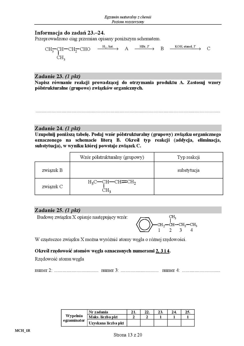 Stara matura 2016: CHEMIA rozszerzona [ODPOWIEDZI, ARKUSZ...