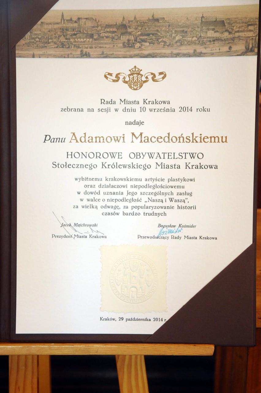 Adam Macedoński Honorowym Obywatelem Krakowa. Nadal walczy o prawdę o zbrodni katyńskiej [ZDJĘCIA]