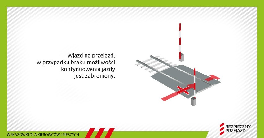 Zasady bezpiecznego pokonania przejazdu kolejowego.