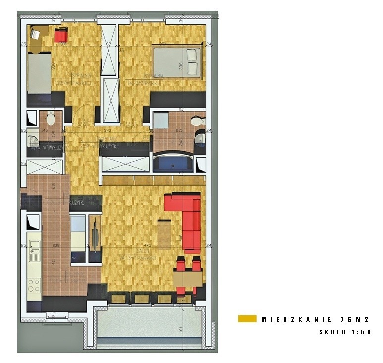 Przykład projektu mieszkania w nowym bloku