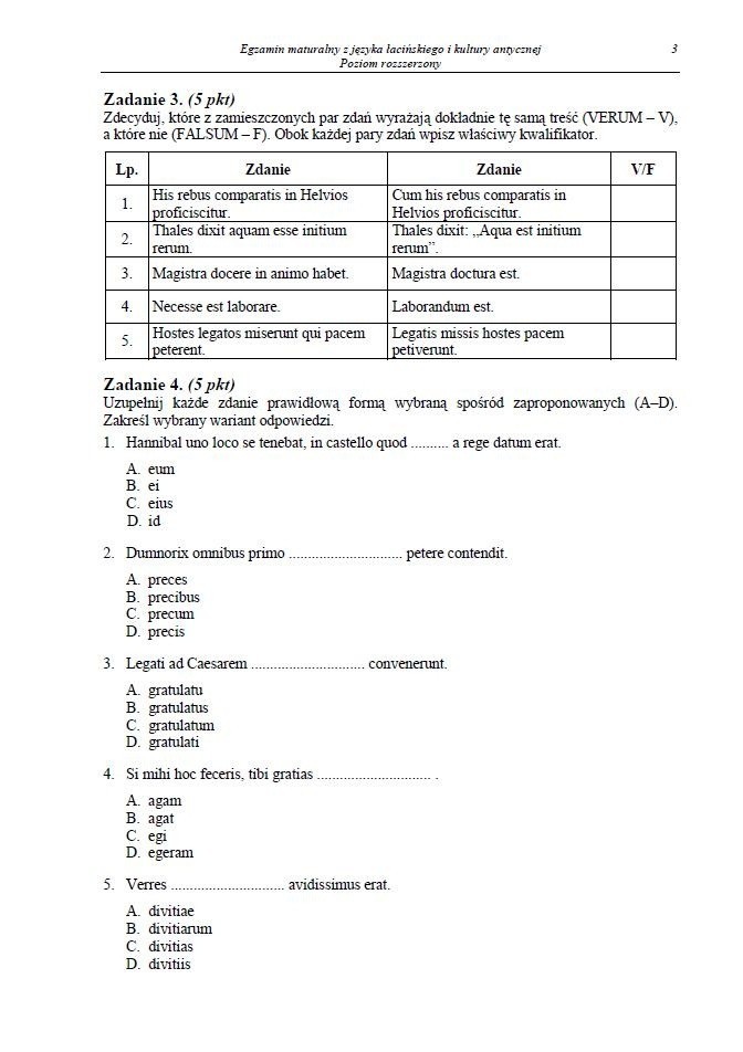 Matura 2013: Język łaciński i kultura antyczna - poziom rozszerzony [ARKUSZ, ODPOWIEDZI, KLUCZ CKE]