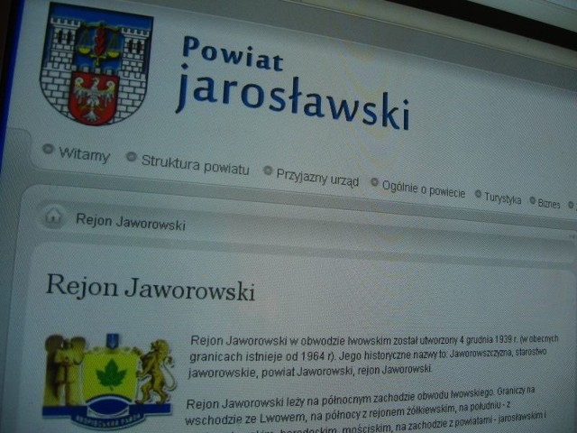 Czy Jaworów na Ukrainie jako partner powiatu jarosławskiego zniknie ze strony internetowej starostwa?