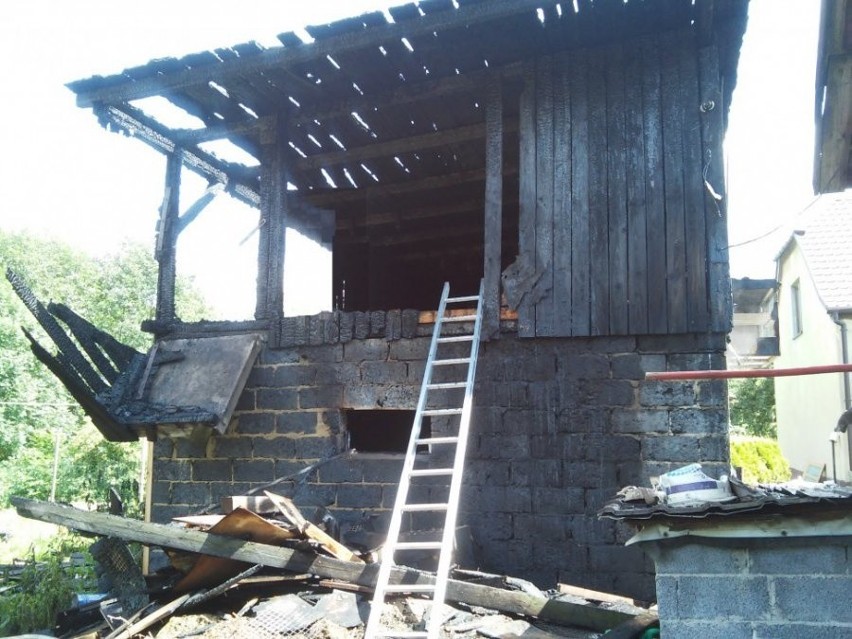 Pożar budynku gospodarczego w Golasowicach
