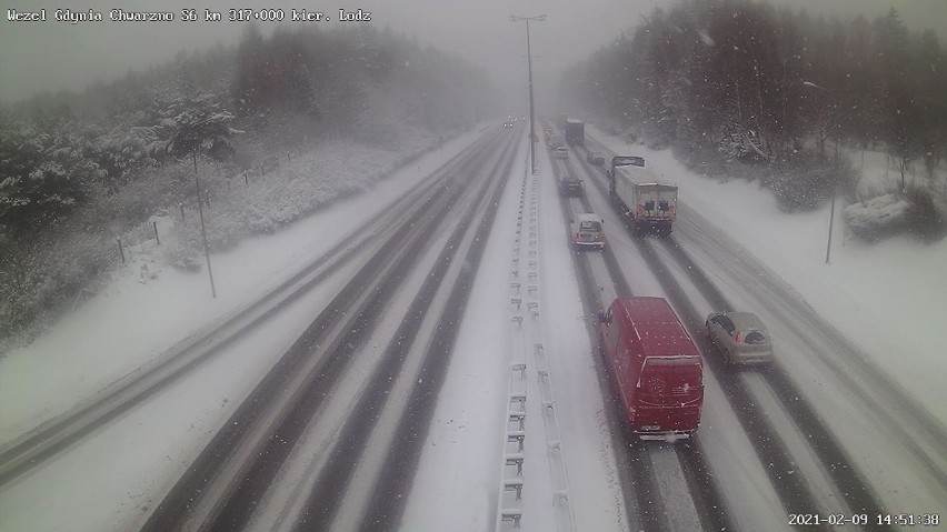 Węzeł Gdynia Chwarzno w poniedziałek, 9.02.2021 r.