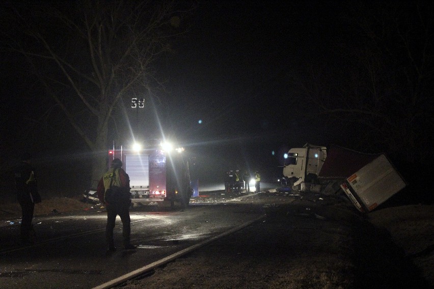 Dwie młode osoby zginęły pod Głownem w wypadku bmw i tira