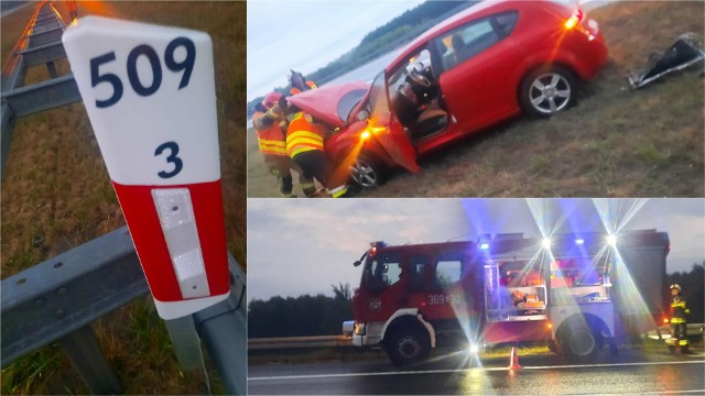 W jedną noc strażacy trzykrotnie wyjeżdżali na autostradę A4 pod Tarnowem do rozbitych samochodów