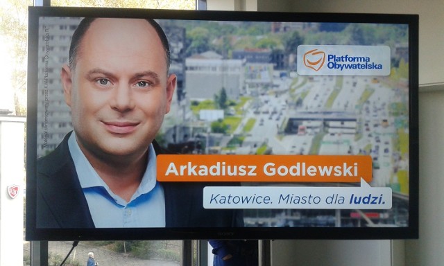 Plakat Arkadiusza Godlewskiego, kandydata na prezydenta Katowic