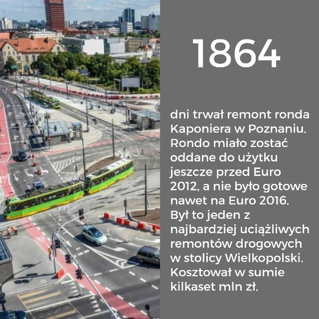 Mijający rok obfitował w wiele ważnych dla Poznania i okolic wydarzeń. Na mapie miasta pojawiły się nowe inwestycje, zorganizowano wiele uroczystości wysokiej rangi, przeprowadzono wzbudzające sensację w całej Polsce śledztwa. Wśród wszystkich tych wydarzeń padły rekordowe liczby. Wybraliśmy kilka takich, które najlepiej - po poznańsku - oddają rok 2016.