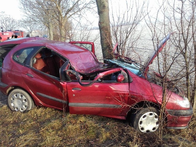 Do wypadku doszło w piątek, 30 grudnia, około godziny dziewiątej rano na drodze między Kamieniem Małym, a Kamieniem Wielkim. Renault scenic wypadł z drogi i uderzył w drzewo. Warunki do jazdy były trudne, asfalt w tym miejscu był śliski.Za kierownicą renault siedział 56-latek. Na prostym odcinku drogi stracił panowanie nad kierownicą i wypadł z trasy. - Na poboczu renault przewróciło się i dachem uderzyło w drzewa – mówi st. sierż. Maciej Kimet z zespołu prasowego lubuskiej policji.Na miejsce wypadku przyjechały służby ratunkowe. Teren zabezpieczyli strażacy zawodowi z Kostrzyna oraz ochotnicy z Mościc i Witnicy. Przyleciał śmigłowiec lotniczego pogotowia ratunkowego.  – Ranny mężczyzna został przewieziony do szpitala. Był trzeźwy – mówi st. sierż. Kimet.Wstępną przyczyną wypadku była nadmierna prędkość kierowcy renault niedostosowana do warunków panujących na drodze. Zobacz też:  Poważny wypadek w Dąbroszynie [ZDJĘCIA]