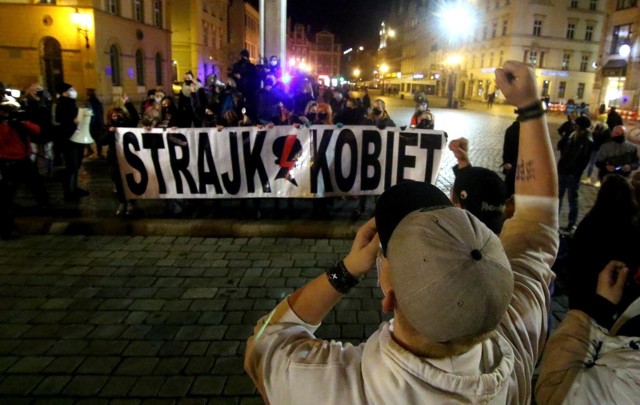 Protest na wrocławskim Rynku.
