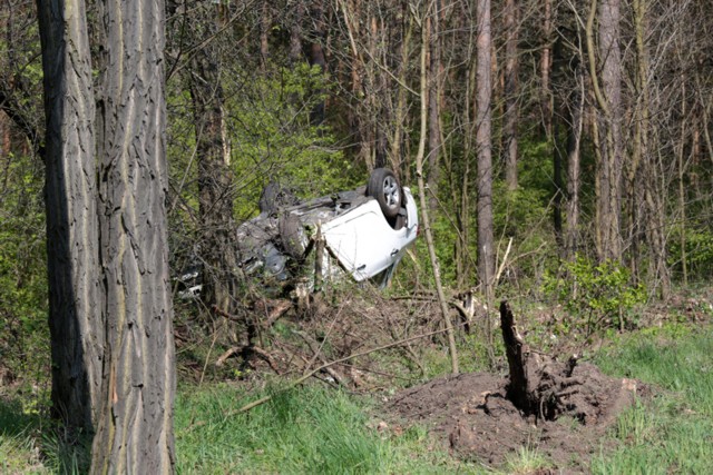 W sobotę, 19 kwietnia o godz. 12.30 kierująca toyotą corollą jechała ze Świdnicy w kierunku Wilkanowa pod Zieloną Górą. Na zakręcie jej samochód wpadł w poślizg i wyleciał z drogi.