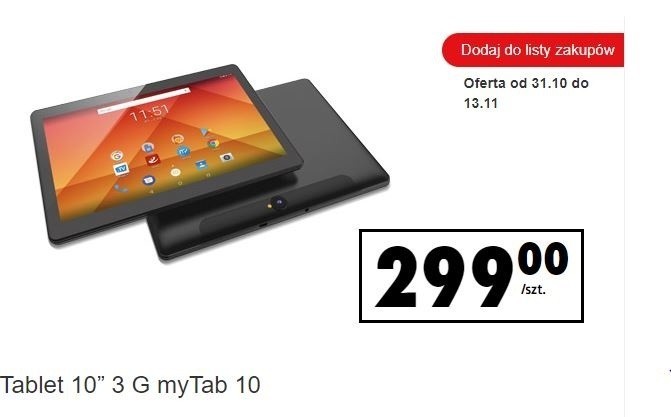 Tablet myTab 10 - 299 zł...