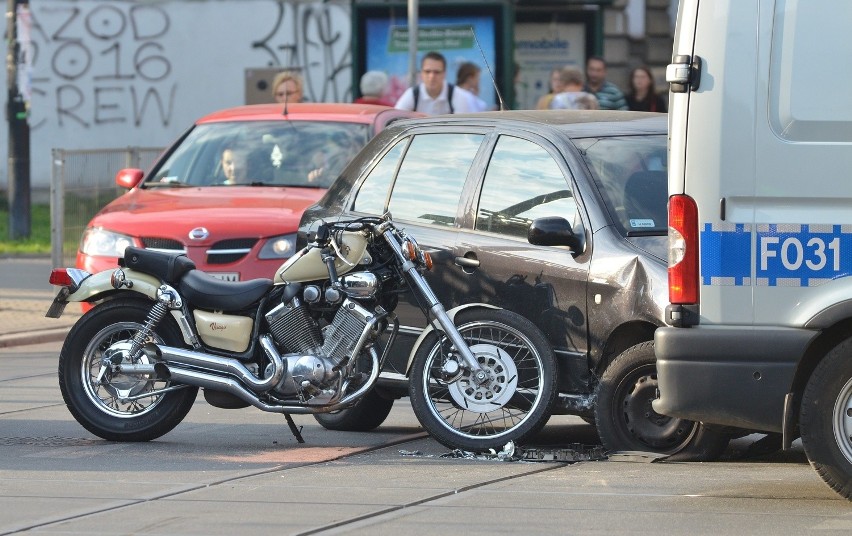 Wypadek z udziałem motocyklisty na ul. Pomorskiej