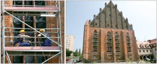 Obecnie trwa wymiana oszklenia w południowej części świątyni.