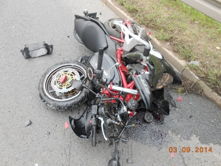 Wypadek motocyklisty w Bytomiu na ul. Wrocławskiej. Ranna motocyklistka [ZDJĘCIA]