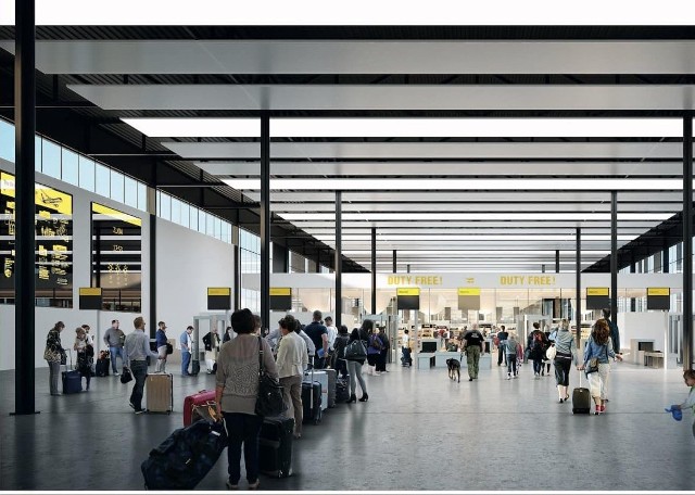 To wizualizacja nowego terminala na radomskim lotnisku, w pierwszej fazie ma być gotowe na obsłużenie 3 milionów pasażerów rocznie.