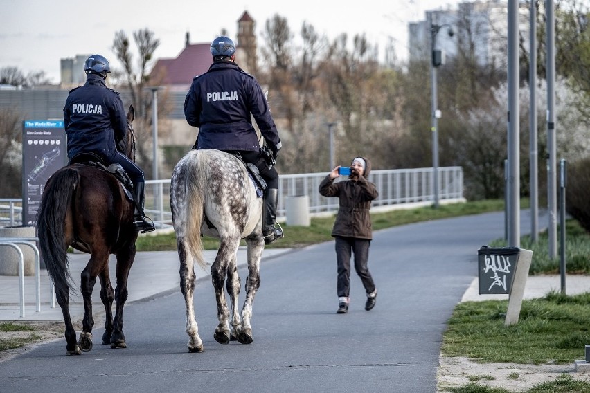 Patrole policji konnej pojawiły się w kilku miejscach w...