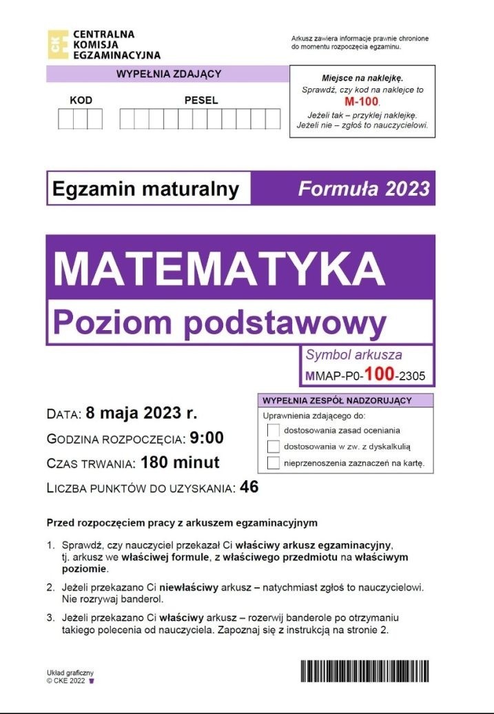 Matura 2023 MATEMATYKA. Arkusze CKE i odpowiedzi do zadań na maturze z matematyki 8.05.2023
