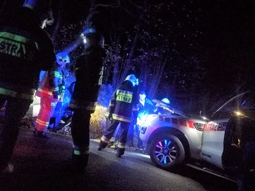 Wypadek w Będkowicach na drodze w kierunku Kobylan