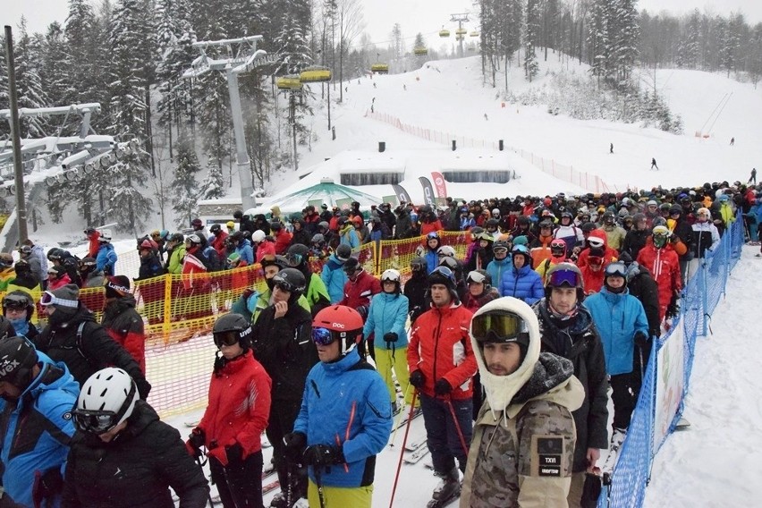 12 stycznia 2019: na stokach mnóstwo narciarzy