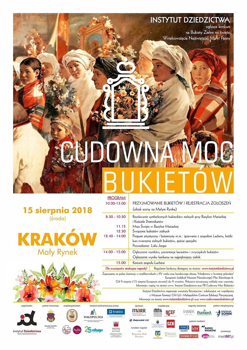 Cudowna Moc Bukietów w święto Matki Możej Zielnej na Małym Rynku w Krakowie