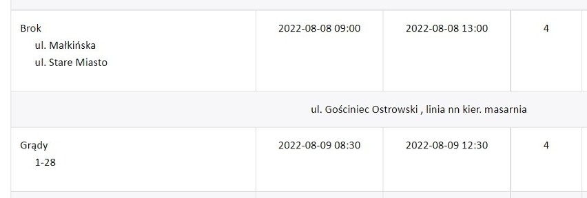 Wyłączenia prądu w regionie. Ostrołęka i powiaty: ostrołęcki, ostrowski i makowski (8.08. - 12.08.2022)