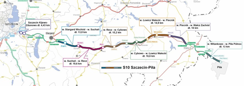 Droga S10, o długości ok. 410 km, będzie łączyła Szczecin...
