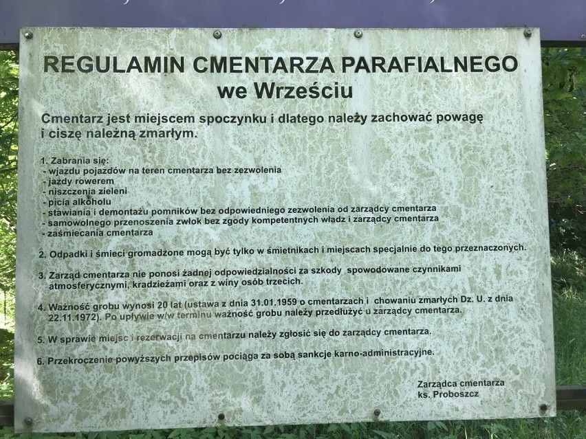 Nieczystości na cmentarzu we Wrześciu (czerwiec 2021)