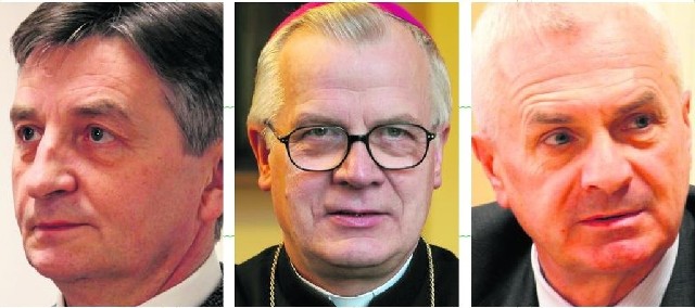 Nz. od lewej Marek Kuchciński, abp Józef Michalik, Robert Choma.