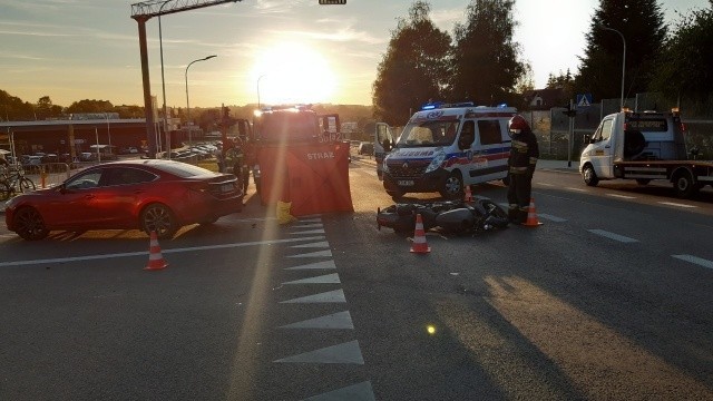 Wypadek na DK 94 w Wieliczce. Motocykl zderzył się z autem